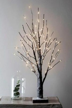 65cm Snowy Pre Lit Battery Twig Tree