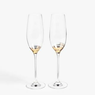 John Lewis & Partners Swirl Stem champagnefluit, 240 ml, helder / goud