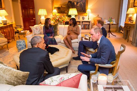 De Obamas dineren in Kensington Palace