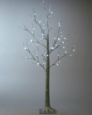 Verlichte zilveren glitter takje kerstboom - 1,5ft