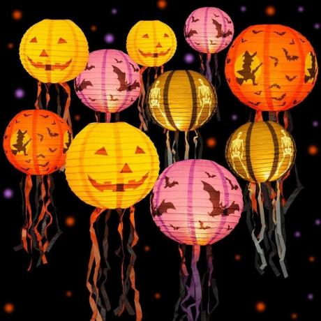 Halloween papieren lantaarns, set van 10