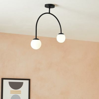 Oregon hanglamp in U-vorm, opaalglas en zwart