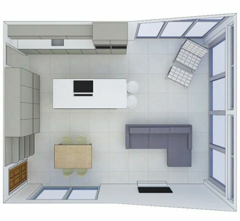 moderne keuken-plattegrond