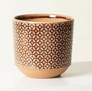 Modelo Geometrische Bruine Steengoed Plant Pot Medium