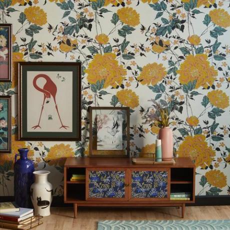 tekende barrymore flower home wallpaper, kunst aan de muur en nieuw meubilair