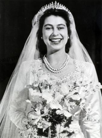 Koningin Elizabeth II op haar trouwdag