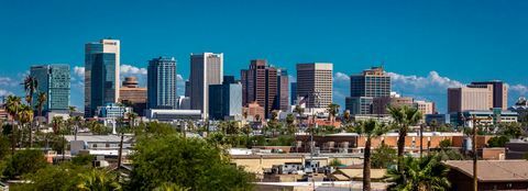 phoenix arizona, panoramisch uitzicht op de skyline van phoenix downtown