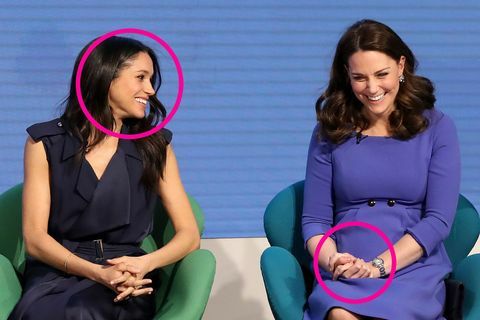 Meghan Markle en Kate Middleton lachen