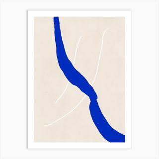 Abstracte blauwe lijn Art Print