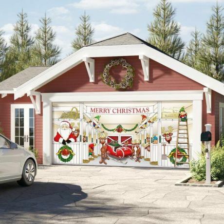 Santa's rendieren schuur garagedeur muurschildering