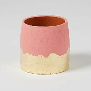 Tierra roze en goud verijdelde basis terracotta plantenpot klein