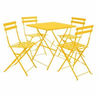 Parc Yellow metalen opklapbare tuintafel en 4 stoelen