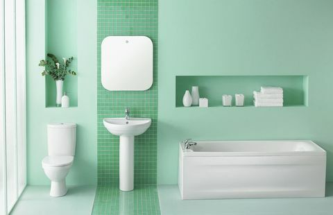 Interieur van groene badkamer