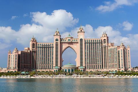 Het Atlantis Hotel ligt aan Palm Jumeirah in Dubai, Verenigde Arabische Emiraten