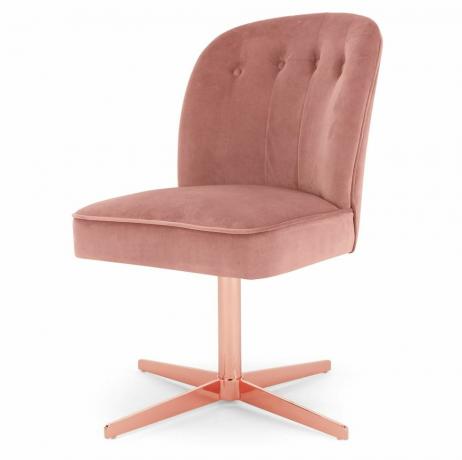 Margot bureaustoel, roze fluweel en koper