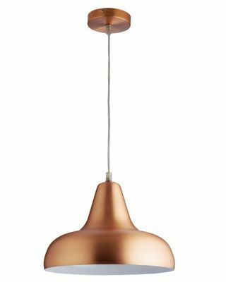 Koperen geborsteld metalen plafondlamp met wit interieur