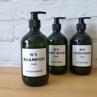 Groene badkamerflessen -shampoo -conditioner body-wash zeepflessen, herbruikbare pompdispenserflessen set. Badkameraccessoires aangepaste formulering