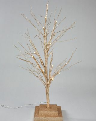 Kleine Champagne Goud Batterij Operated Pre Lit Twig Kerstboom