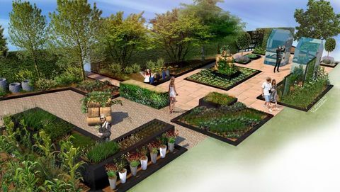 De Royal Horticultural Society en BBC's Saturday Kitchen werken samen om de Kitchen Garden te creëren op de Hampton Court Palace Flower Show 2017.