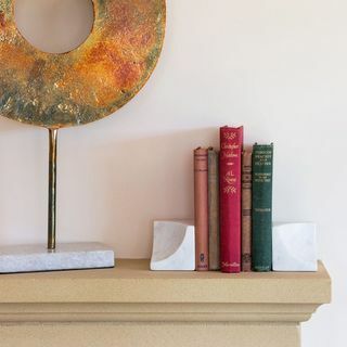 Gesneden marmeren boekensteunen - Set van 2 - Wit