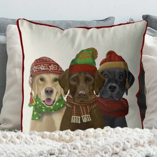 Winter Labradors, kerstkussen