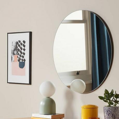 ANYDAYJohn Lewis & Partners ronde wandspiegel met Scandi Cut Frame, 50 cm, zwart