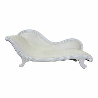 Victoriaanse witte damasten chaise longue