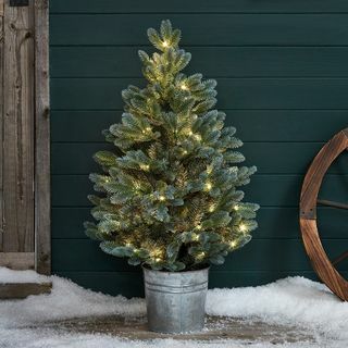 90 cm voorverlichte kerstboom in pot voor buiten
