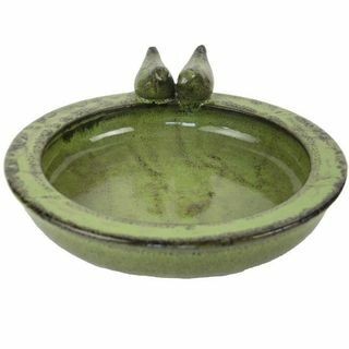 Rond terracotta vogelbad, groen