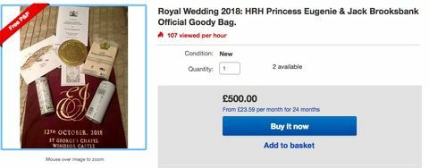 Koninklijke trouwgeschenktassen op eBay