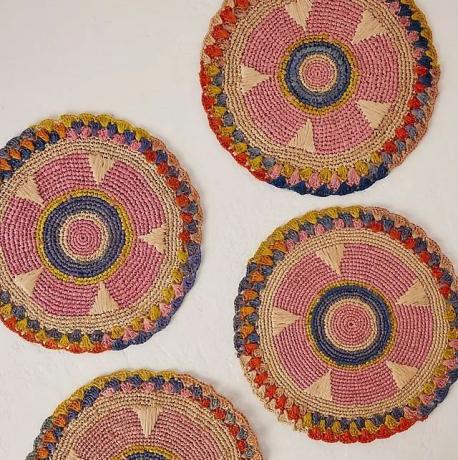 Payton James Raffia Daisy-placemats, set van 4