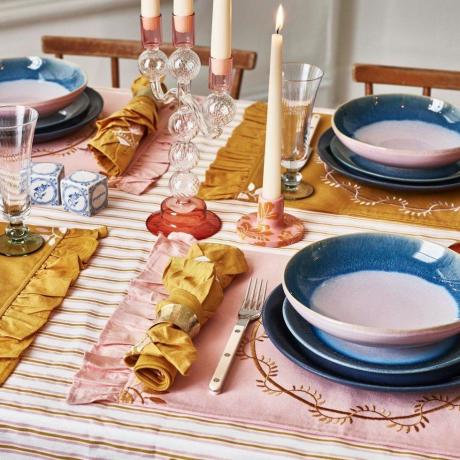 Loretta roze katoenen placemats, set van twee