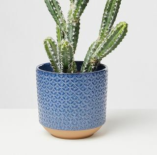 Modelo geometrische blauwe keramische plantenpot groot
