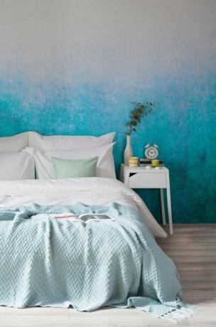 Grunge blauwe dip-dyed ombre muurschildering van Murals Wallpaper