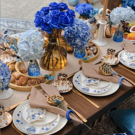 blauw en wit eid tafel