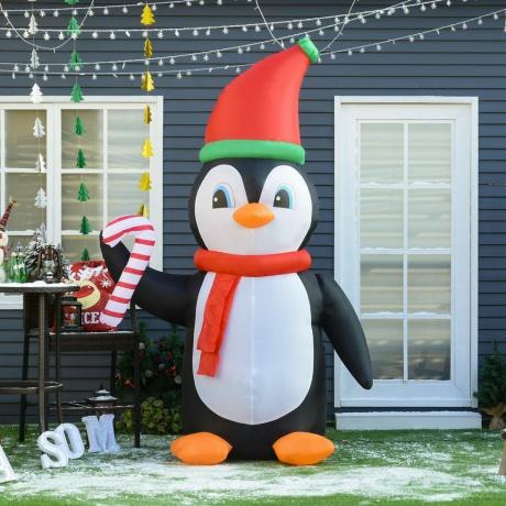 Penguin Holding Candy Cane Christmas Opblaasbaar