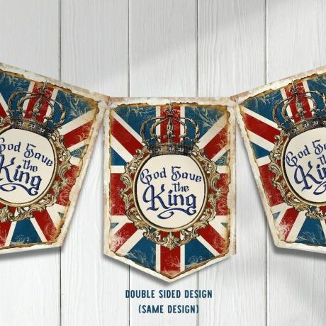 Vintage kroning God redt de King Crown Union Jack Bunting 