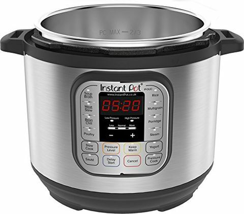 Instant Pot Duo V2 7-in-1 elektrische snelkookpan, 6 Qt, 5,5L 1000 W, geborsteld roestvrij staal / zwart, 220-240 v, roestvrijstalen binnenpot