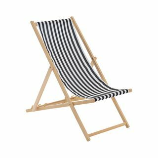 Harbor Housewares Beach houten ligstoel - zwarte streep
