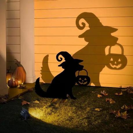 Buiten verlicht Halloween-silhouet