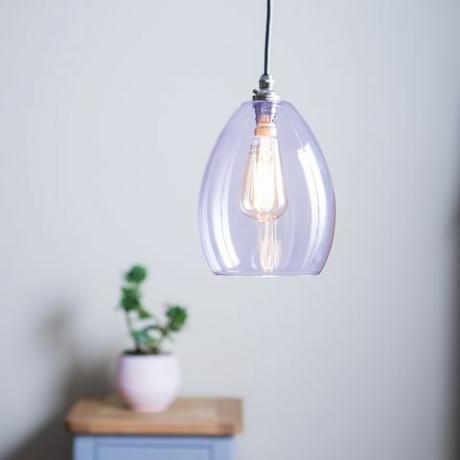 glow lighting, bertie lila grote handgeblazen hanglamp