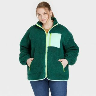 Groen Plus Sherpa-jack voor dames