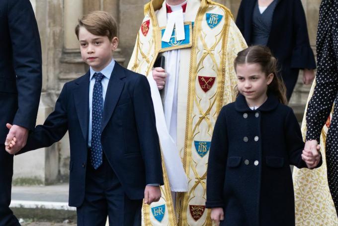 prins george en prinses charlotte in dienst van dankzegging voor de hertog van edinburgh