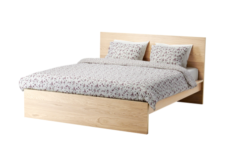 MALM Bedframe, hoog, witgebeitst eikenfineer