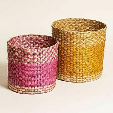 Geel & Roze Nesting Zeegras Opbergmanden Set van Twee